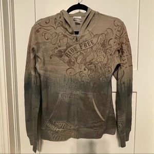 Y2K Harley Davidson women waffle knit zip up jacket! Size small!